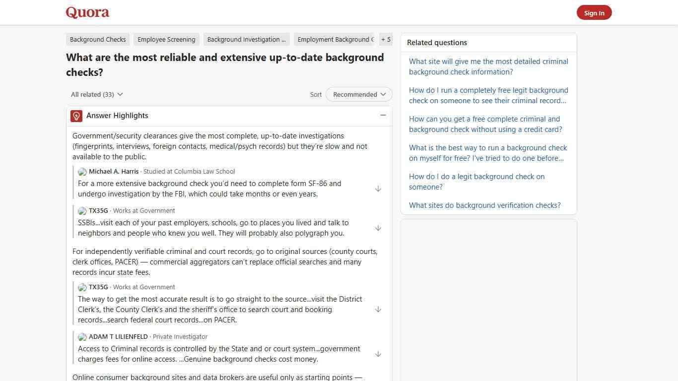 What are the most reliable and extensive up-to-date background checks? - Quora